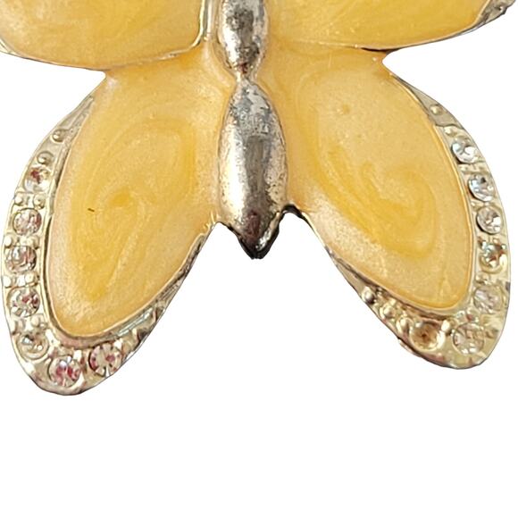 Vintage Butterfly Brooch Lot Enamel Rhinestone Gold Tone Pin Yellow Blue - Picture 6 of 12